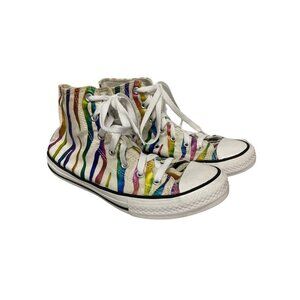 Converse Chuck Taylor White Rainbow Zebra Stripe High Top Basketball Shoes Women